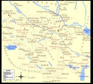 Карта региона Ладах, Индия